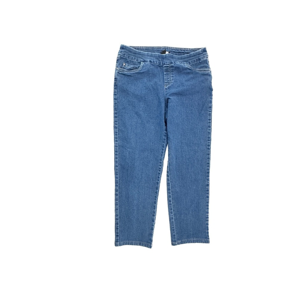 N‎ Touch Pull on Straight Womens size 10P Medium Blue Denim Jeans